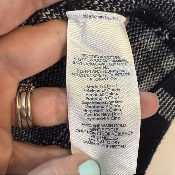 Chaps Black & White Grid Pattern Plaid Long Sleeve Knit Zip Up Jacket Blazer XXL - Picture 10 of 13